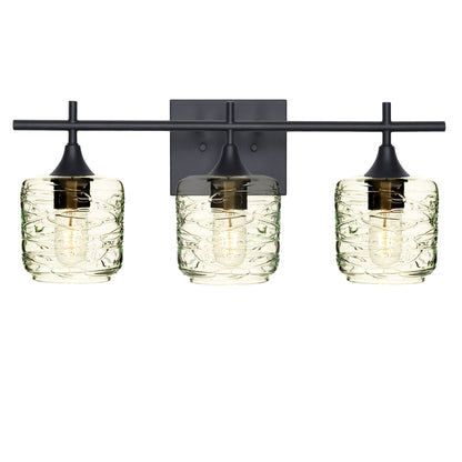 601 Spun: 3 Light Wall Vanity-Glass-Bicycle Glass Co - Hotshop-Eco Clear-Matte Black-Bicycle Glass Co