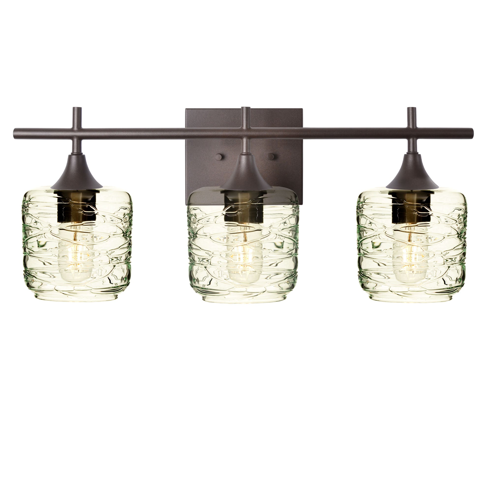 601 Spun: 3 Light Wall Vanity-Glass-Bicycle Glass Co - Hotshop-Eco Clear-Antique Bronze-Bicycle Glass Co