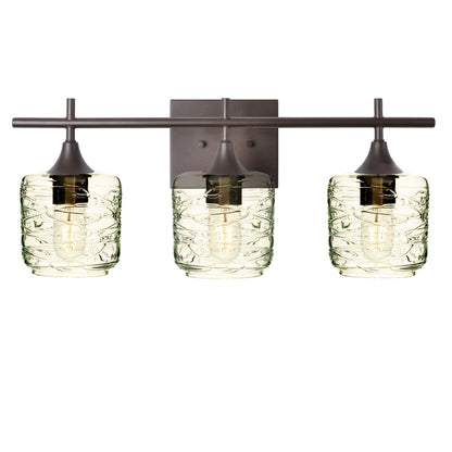 601 Spun: 3 Light Wall Vanity-Glass-Bicycle Glass Co - Hotshop-Eco Clear-Antique Bronze-Bicycle Glass Co