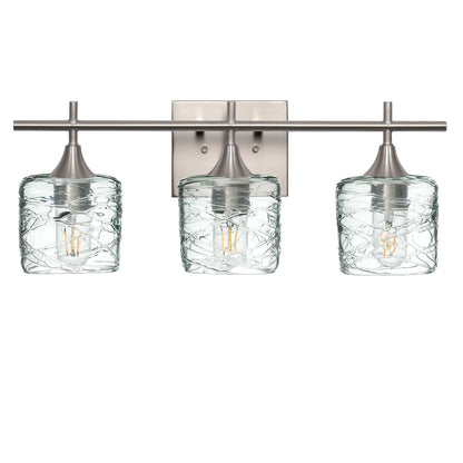 601 Spun: 3 Light Wall Vanity-Glass-Bicycle Glass Co - Hotshop-Eco Clear-Brushed Nickel-Bicycle Glass Co