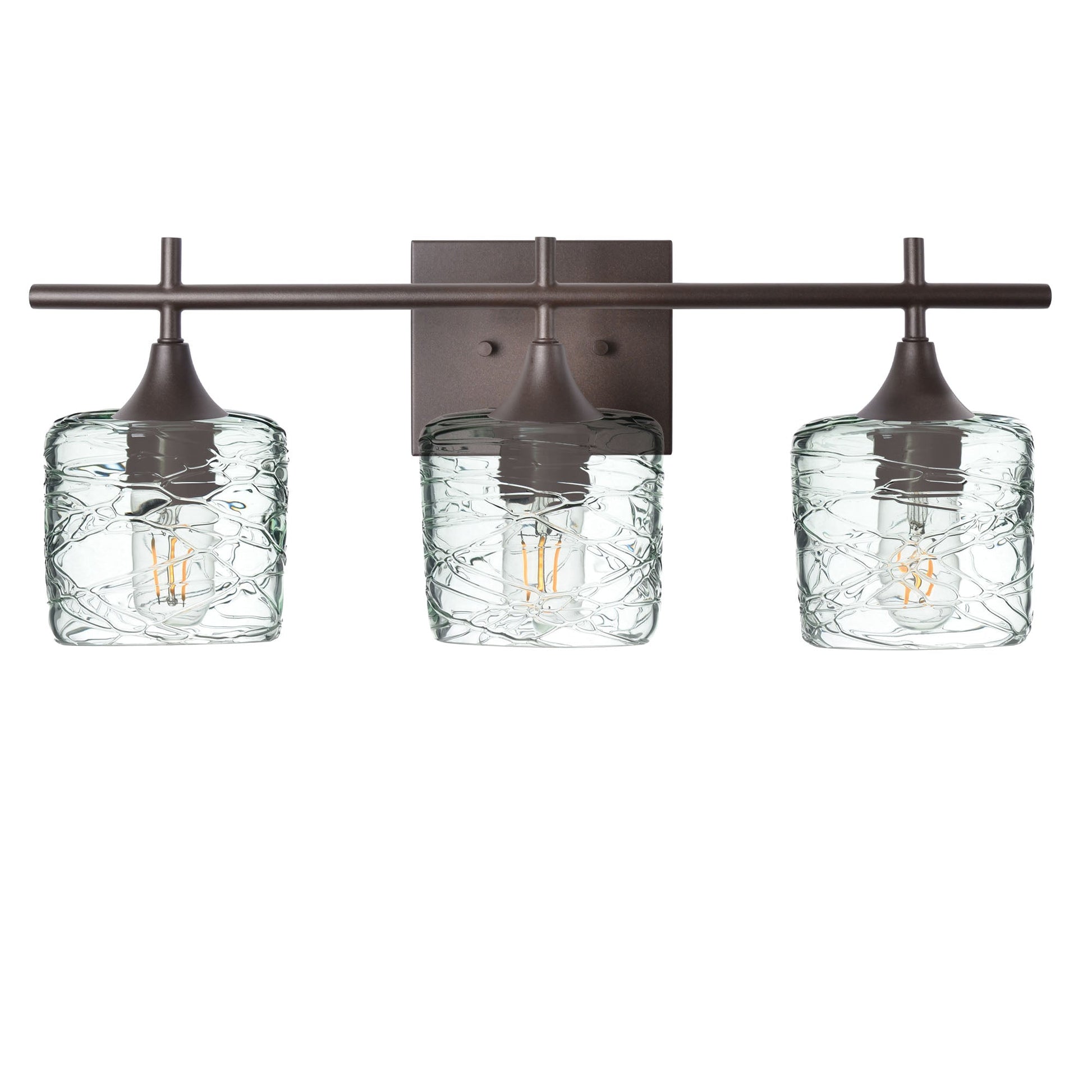 601 Spun: 3 Light Wall Vanity-Glass-Bicycle Glass Co - Hotshop-Eco Clear-Dark Bronze-Bicycle Glass Co