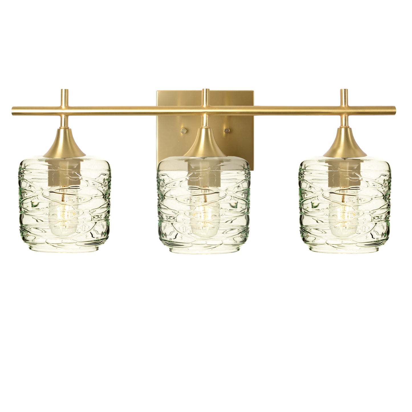 601 Spun: 3 Light Wall Vanity-Glass-Bicycle Glass Co - Hotshop-Eco Clear-Polished Brass-Bicycle Glass Co
