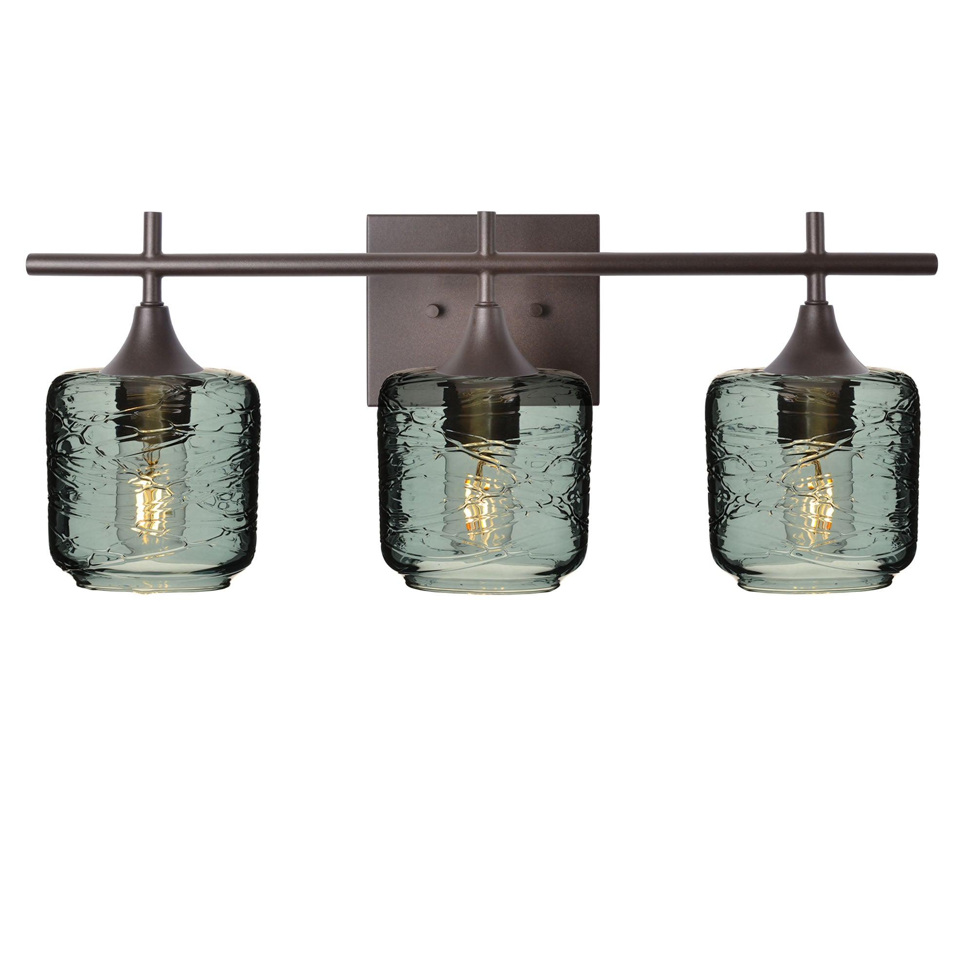 601 Spun: 3 Light Wall Vanity-Glass-Bicycle Glass Co - Hotshop-Slate Gray-Antique Bronze-Bicycle Glass Co