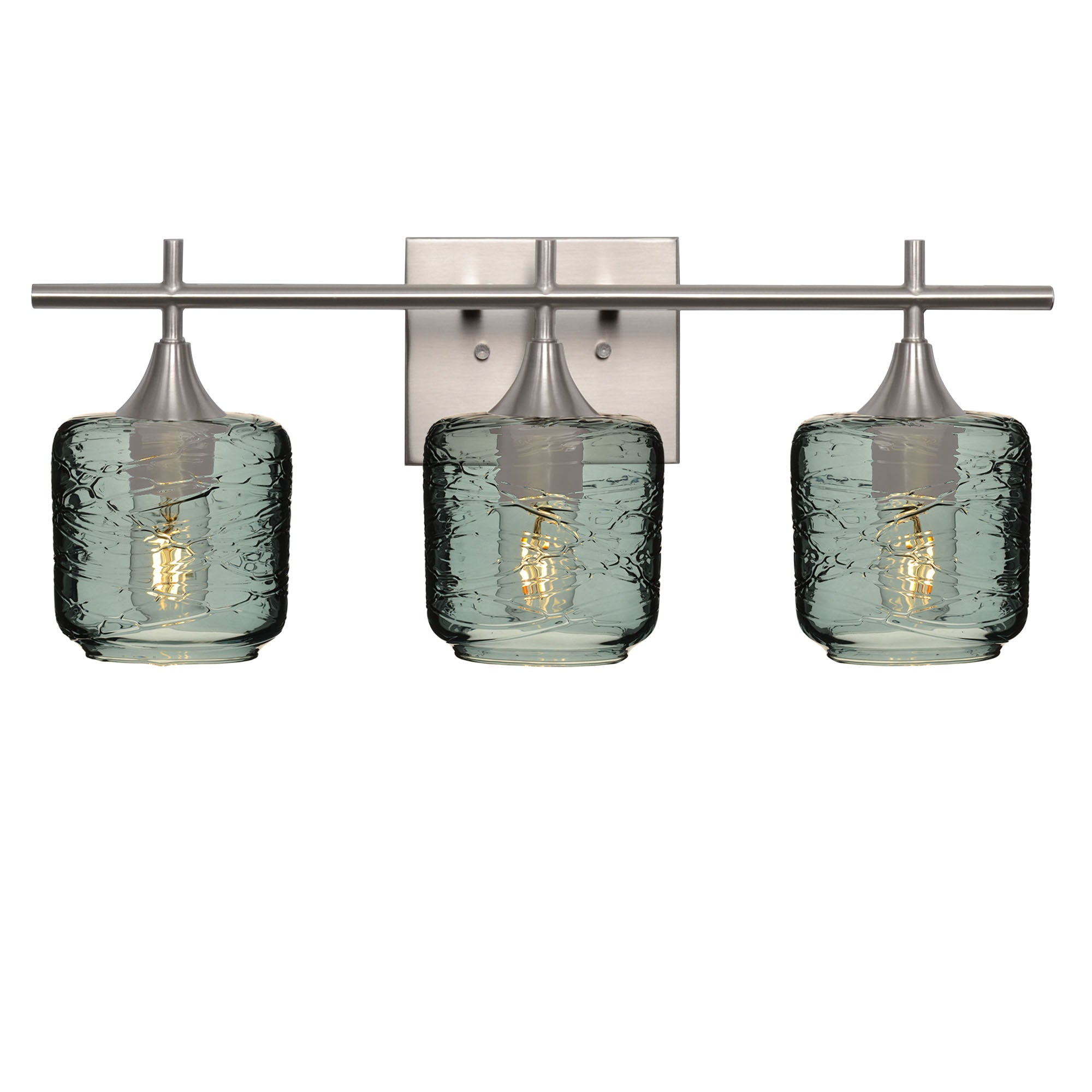 601 Spun: 3 Light Wall Vanity-Glass-Bicycle Glass Co - Hotshop-Slate Gray-Brushed Nickel-Bicycle Glass Co