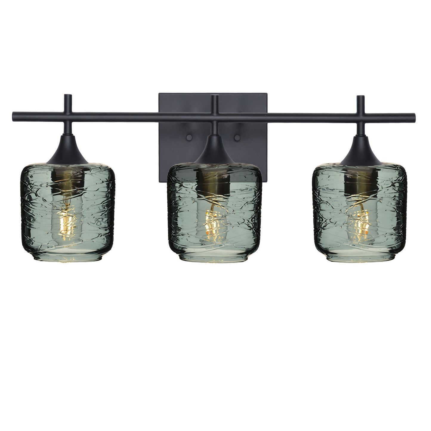 601 Spun: 3 Light Wall Vanity-Glass-Bicycle Glass Co - Hotshop-Slate Gray-Matte Black-Bicycle Glass Co