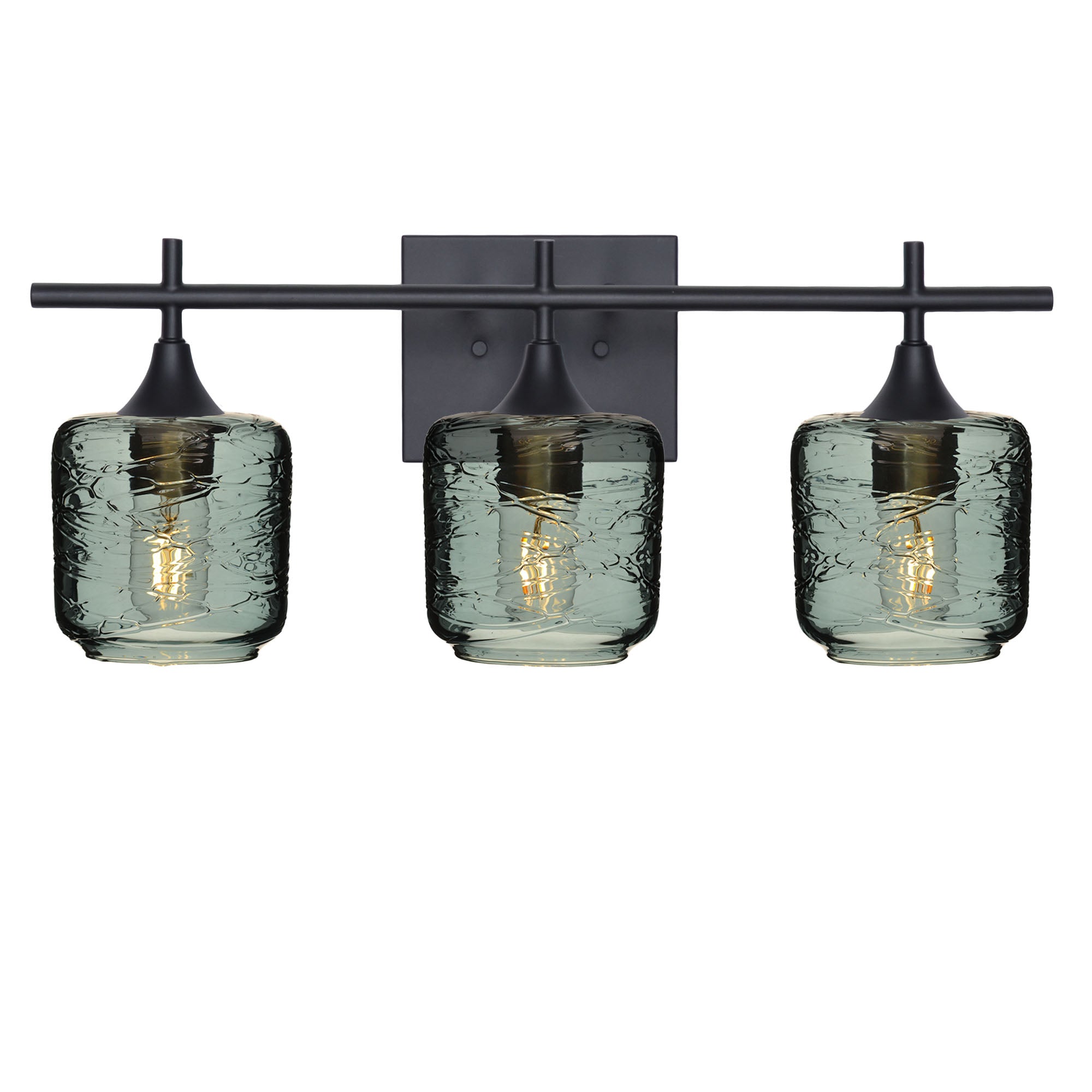 601 Spun: 3 Light Wall Vanity-Glass-Bicycle Glass Co - Hotshop-Slate Gray-Matte Black-Bicycle Glass Co
