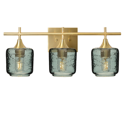601 Spun: 3 Light Wall Vanity-Glass-Bicycle Glass Co - Hotshop-Slate Gray-Polished Brass-Bicycle Glass Co