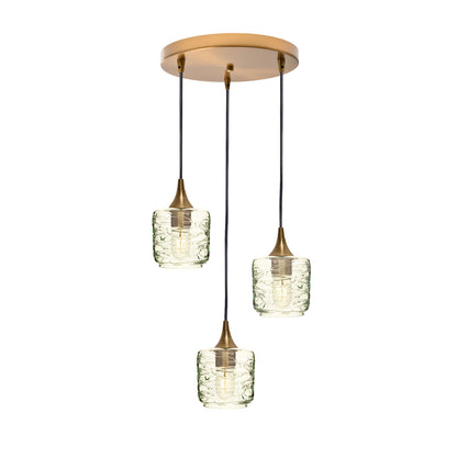 601 Spun: 3 Pendant Cascade Chandelier-Glass-Bicycle Glass Co - Hotshop-Eco Clear-Polished Brass-Bicycle Glass Co