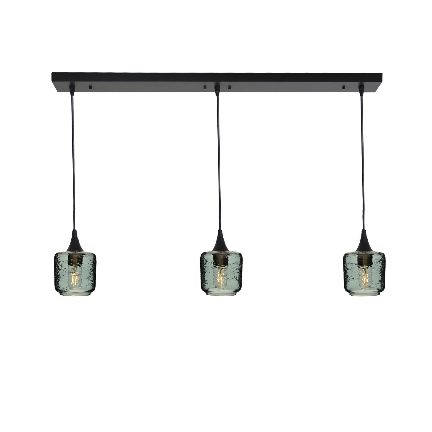 601 Spun: 3 Pendant Linear Chandelier-Glass-Bicycle Glass Co - Hotshop-Slate Gray-Matte Black-Bicycle Glass Co