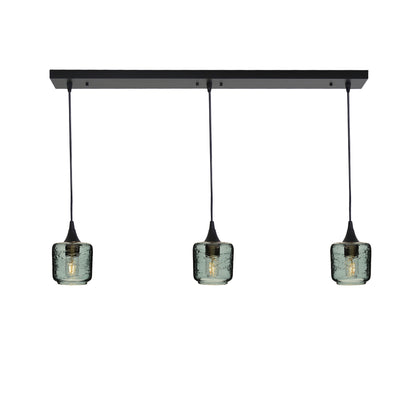 601 Spun: 3 Pendant Linear Chandelier-Glass-Bicycle Glass Co - Hotshop-Slate Gray-Matte Black-Bicycle Glass Co