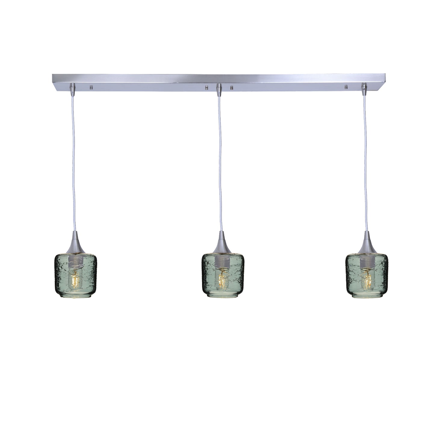 601 Spun: 3 Pendant Linear Chandelier-Glass-Bicycle Glass Co - Hotshop-Slate Gray-Brushed Nickel-Bicycle Glass Co