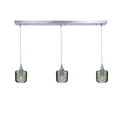 601 Spun: 3 Pendant Linear Chandelier-Glass-Bicycle Glass Co - Hotshop-Slate Gray-Brushed Nickel-Bicycle Glass Co