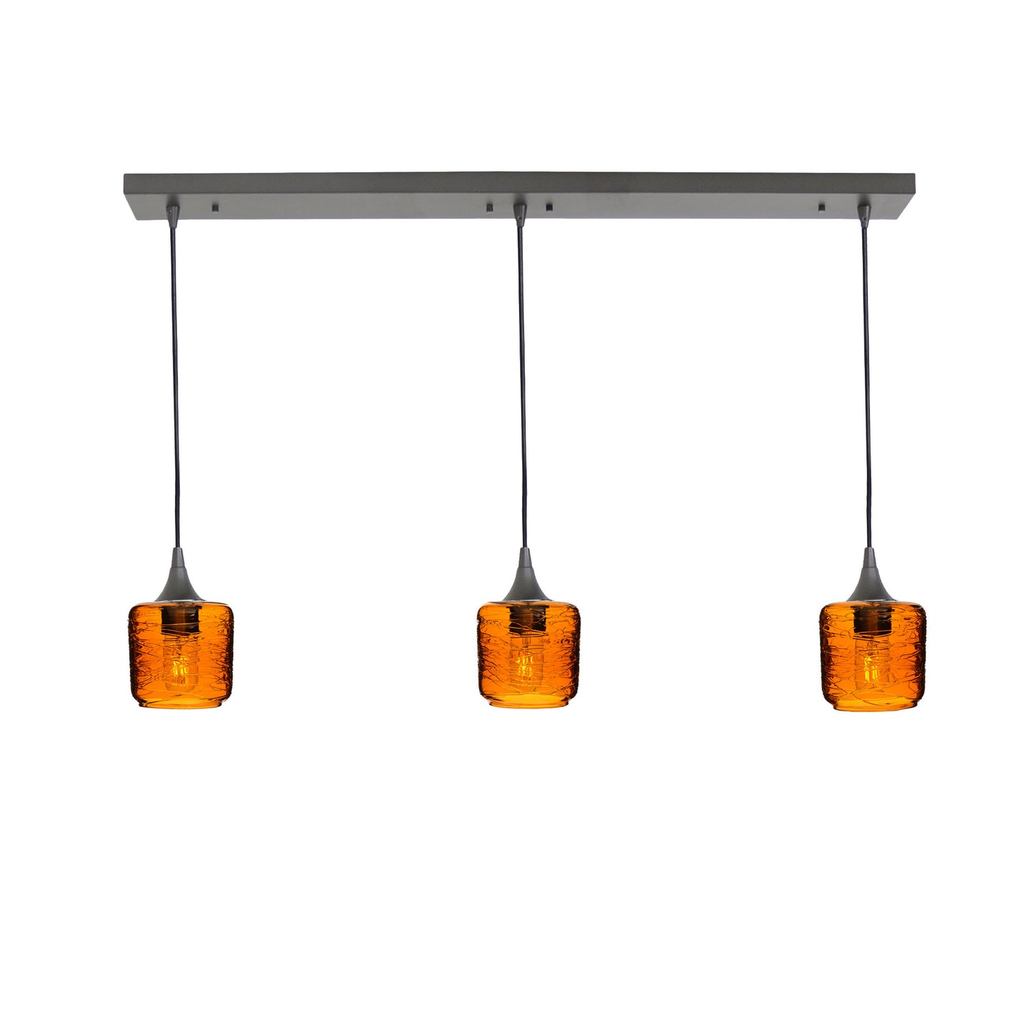 601 Spun: 3 Pendant Linear Chandelier-Glass-Bicycle Glass Co - Hotshop-Golden Amber-Antique Bronze-Bicycle Glass Co