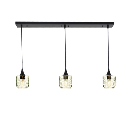 601 Spun: 3 Pendant Linear Chandelier-Glass-Bicycle Glass Co - Hotshop-Eco Clear-Matte Black-Bicycle Glass Co