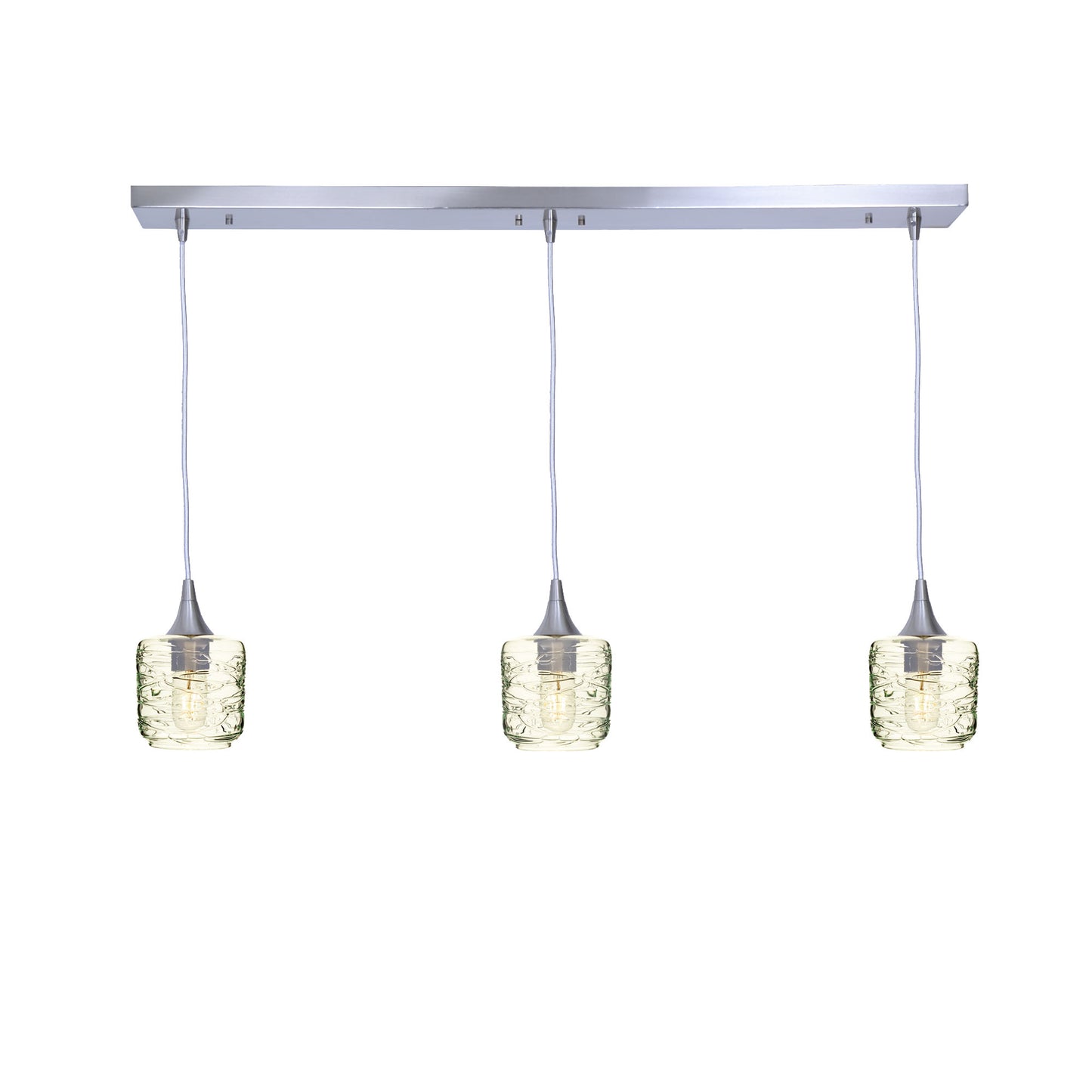 601 Spun: 3 Pendant Linear Chandelier-Glass-Bicycle Glass Co - Hotshop-Eco Clear-Brushed Nickel-Bicycle Glass Co