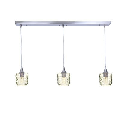 601 Spun: 3 Pendant Linear Chandelier-Glass-Bicycle Glass Co - Hotshop-Eco Clear-Brushed Nickel-Bicycle Glass Co