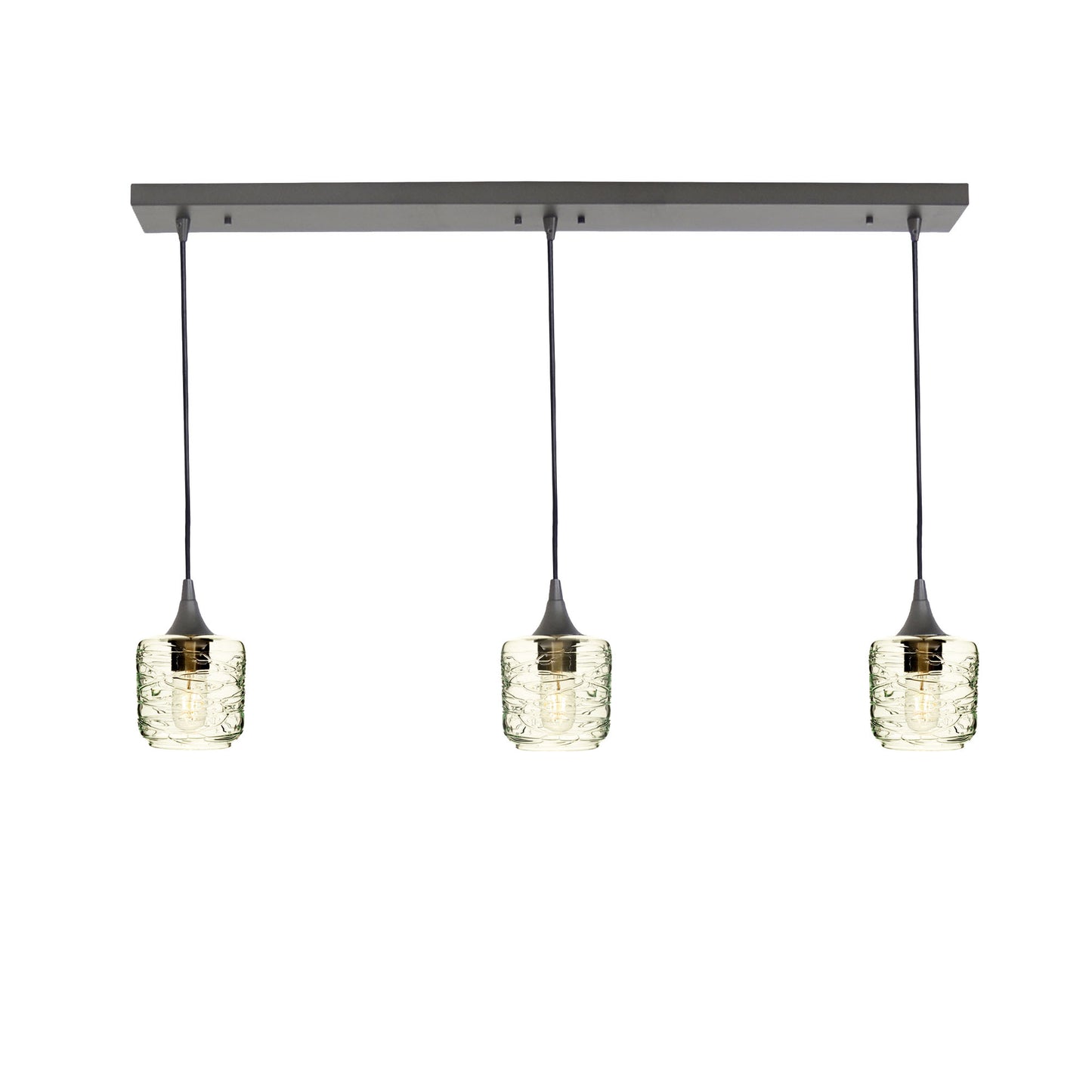 601 Spun: 3 Pendant Linear Chandelier-Glass-Bicycle Glass Co - Hotshop-Eco Clear-Antique Bronze-Bicycle Glass Co