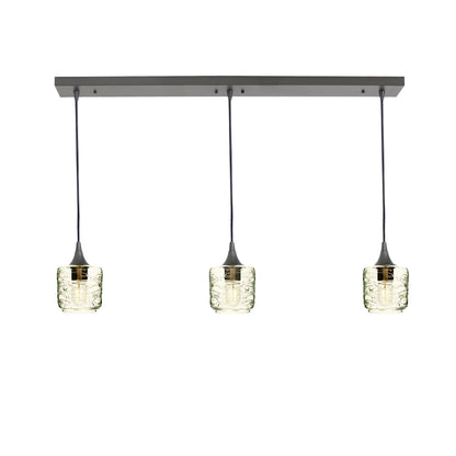 601 Spun: 3 Pendant Linear Chandelier-Glass-Bicycle Glass Co - Hotshop-Eco Clear-Antique Bronze-Bicycle Glass Co