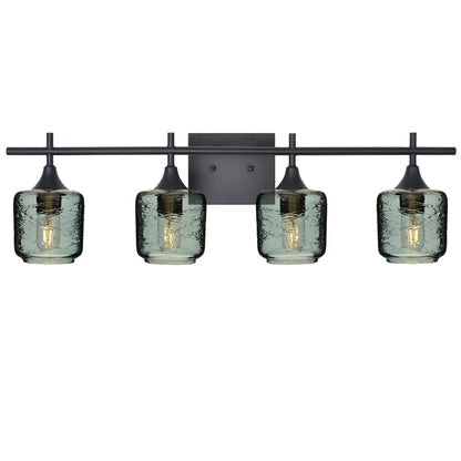 601 Spun: 4 Light Wall Vanity-Glass-Bicycle Glass Co - Hotshop-Slate Gray-Matte Black-Bicycle Glass Co