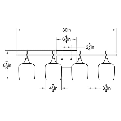 601 Spun: 4 Light Wall Vanity-Glass-Bicycle Glass Co - Hotshop-Eco Clear-Matte Black-Bicycle Glass Co