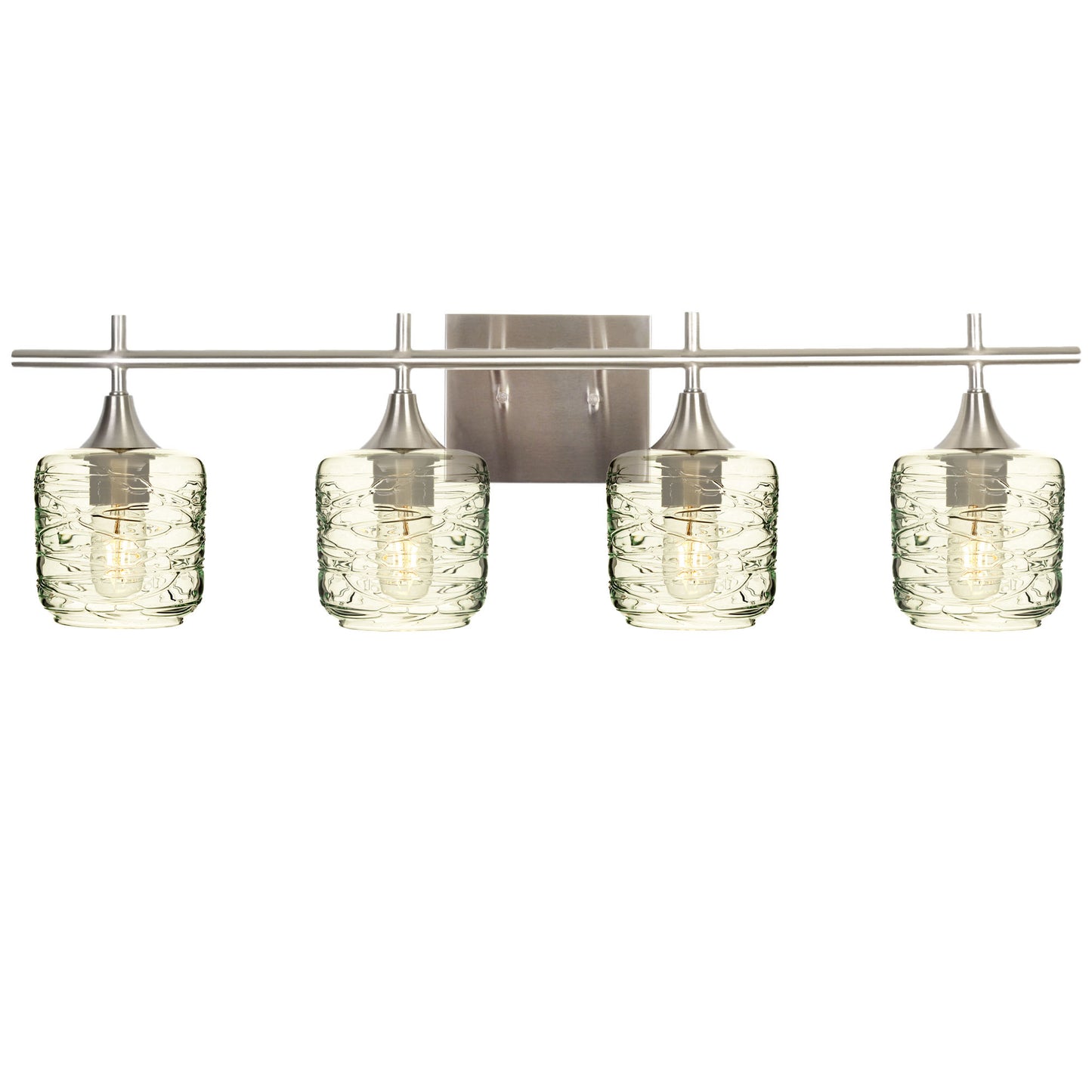 601 Spun: 4 Light Wall Vanity-Glass-Bicycle Glass Co - Hotshop-Eco Clear-Brushed Nickel-Bicycle Glass Co