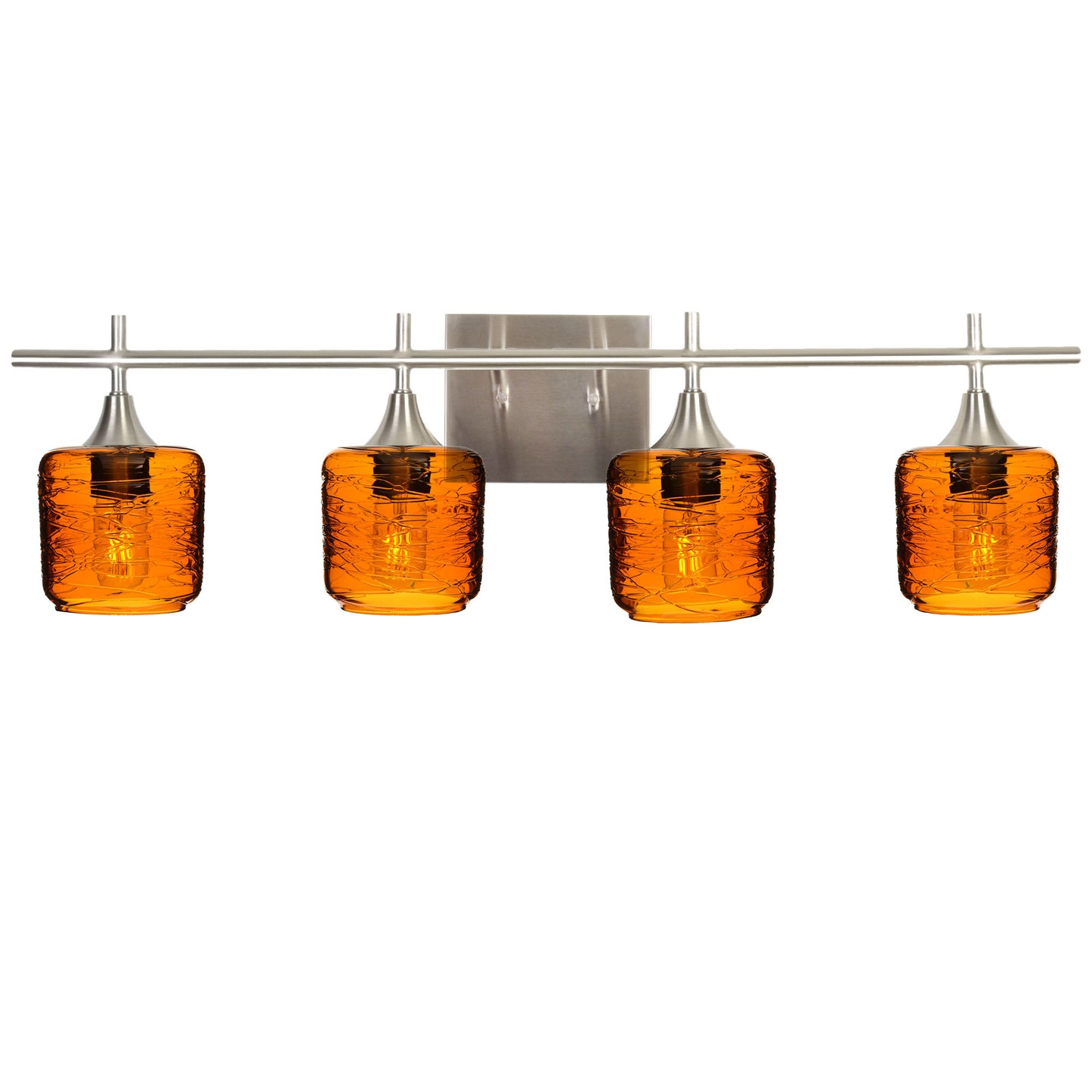 601 Spun: 4 Light Wall Vanity-Glass-Bicycle Glass Co - Hotshop-Golden Amber-Brushed Nickel-Bicycle Glass Co