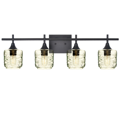 601 Spun: 4 Light Wall Vanity-Glass-Bicycle Glass Co - Hotshop-Eco Clear-Matte Black-Bicycle Glass Co