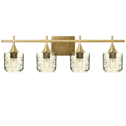 601 Spun: 4 Light Wall Vanity-Glass-Bicycle Glass Co - Hotshop-Eco Clear-Polished Brass-Bicycle Glass Co
