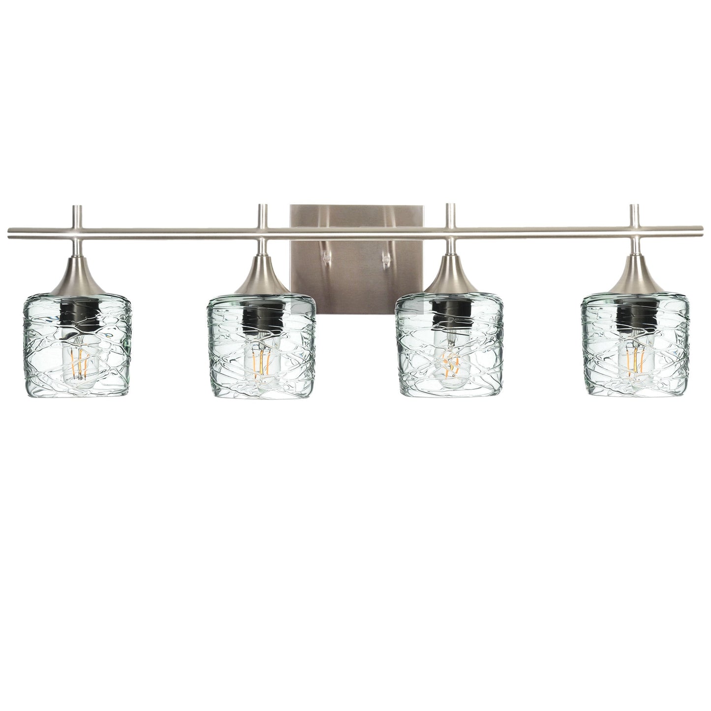 601 Spun: 4 Light Wall Vanity-Glass-Bicycle Glass Co - Hotshop-Eco Clear-Brushed Nickel-Bicycle Glass Co