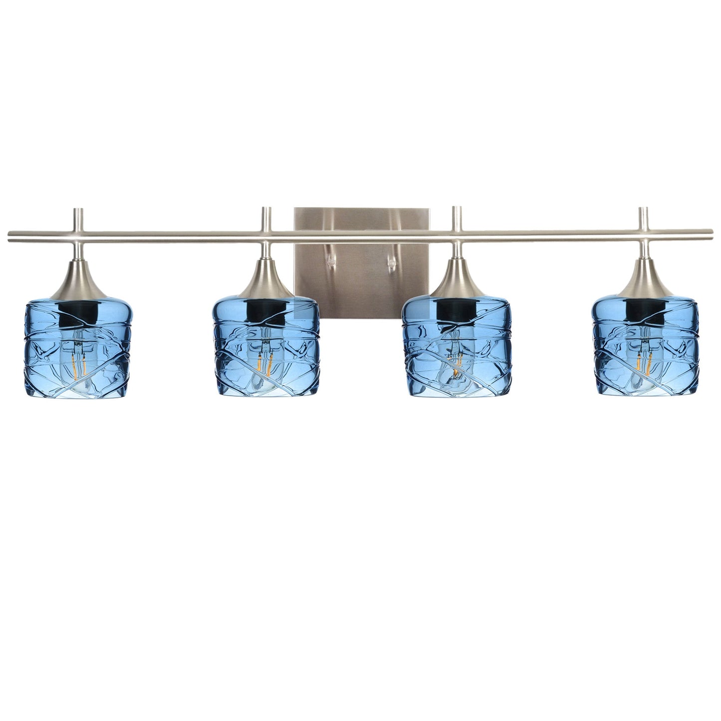 601 Spun: 4 Light Wall Vanity-Glass-Bicycle Glass Co - Hotshop-Steel Blue-Brushed Nickel-Bicycle Glass Co