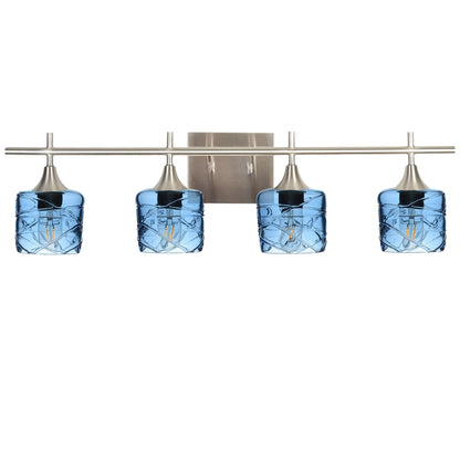 601 Spun: 4 Light Wall Vanity-Glass-Bicycle Glass Co - Hotshop-Steel Blue-Brushed Nickel-Bicycle Glass Co