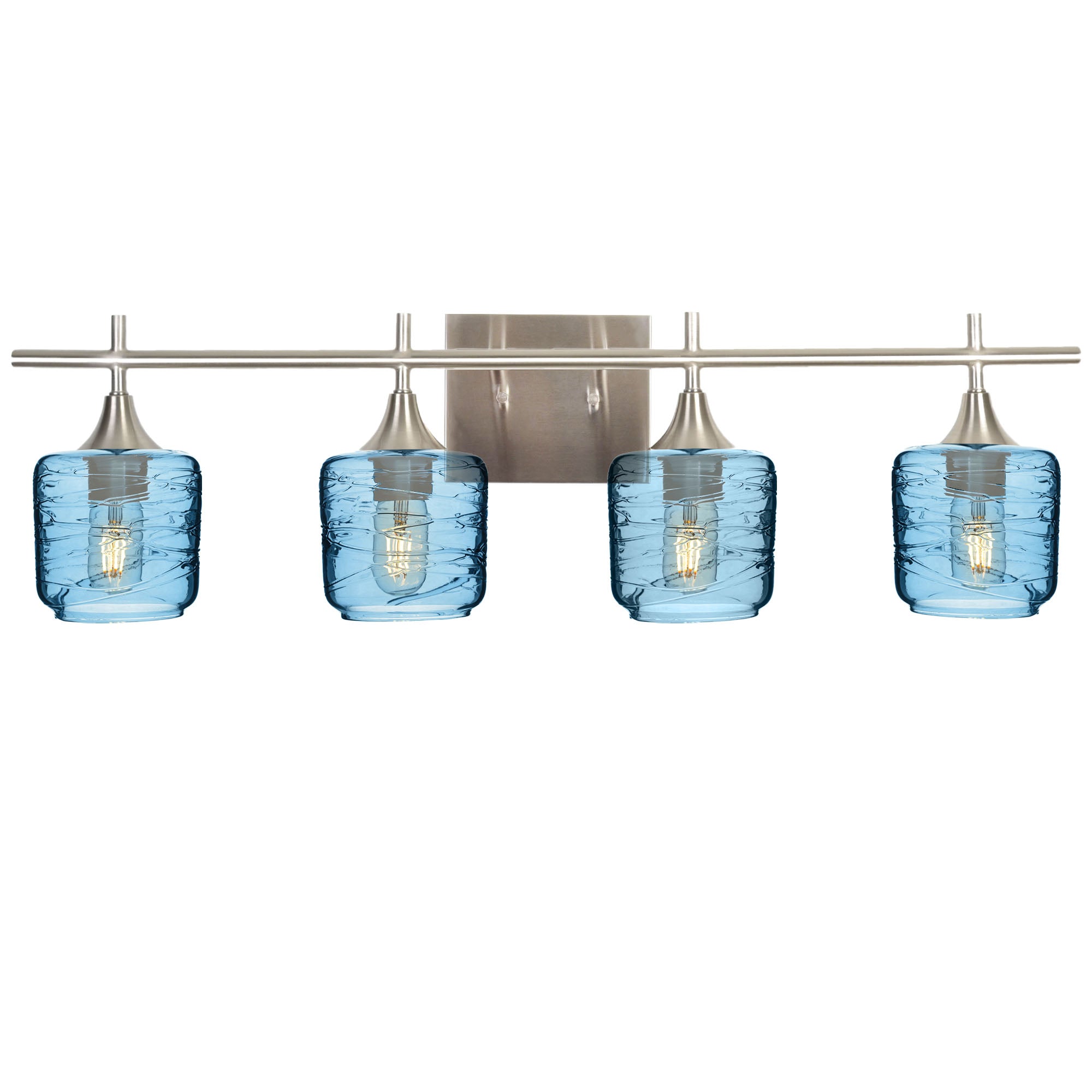 601 Spun: 4 Light Wall Vanity-Glass-Bicycle Glass Co - Hotshop-Steel Blue-Brushed Nickel-Bicycle Glass Co