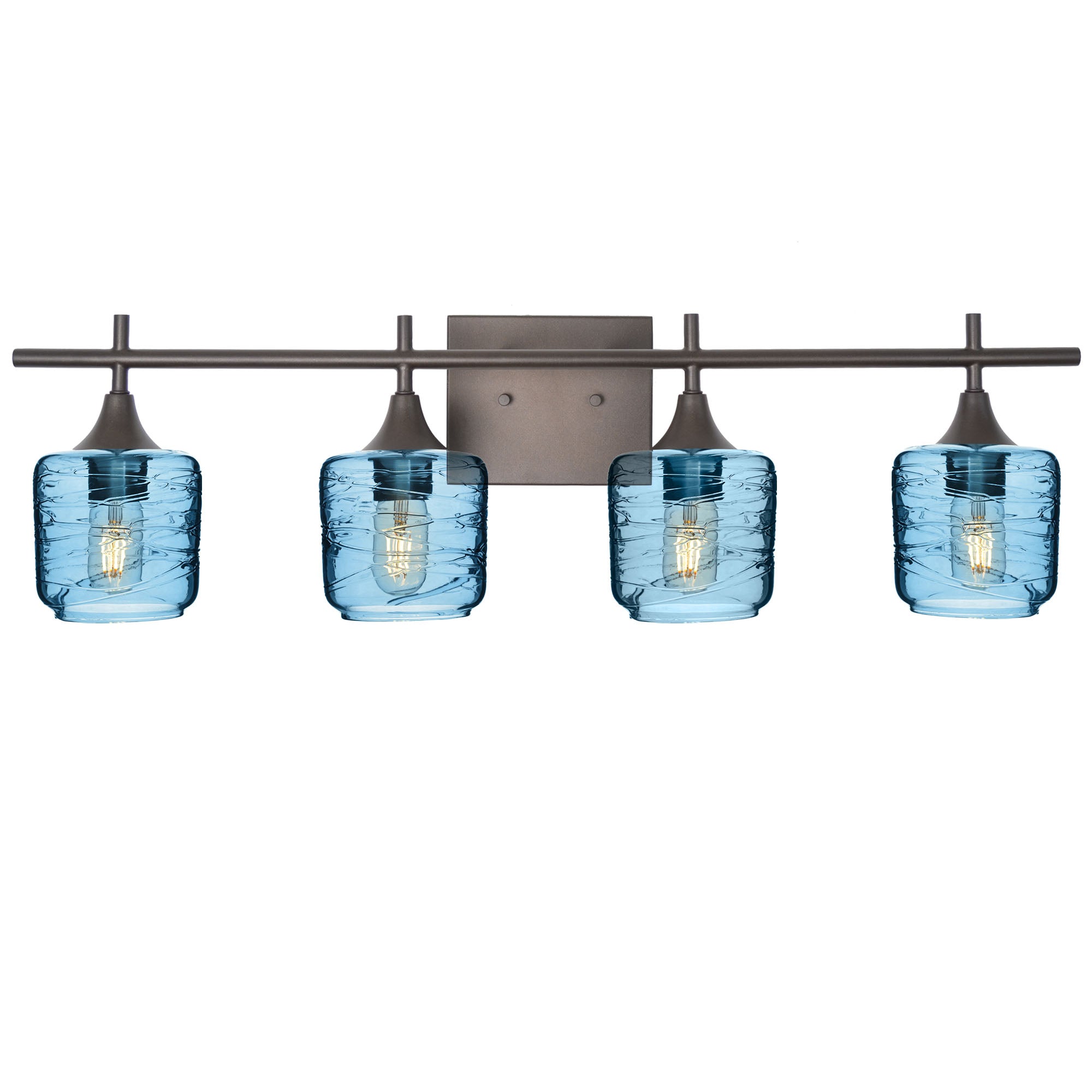 601 Spun: 4 Light Wall Vanity-Glass-Bicycle Glass Co - Hotshop-Steel Blue-Dark Bronze-Bicycle Glass Co