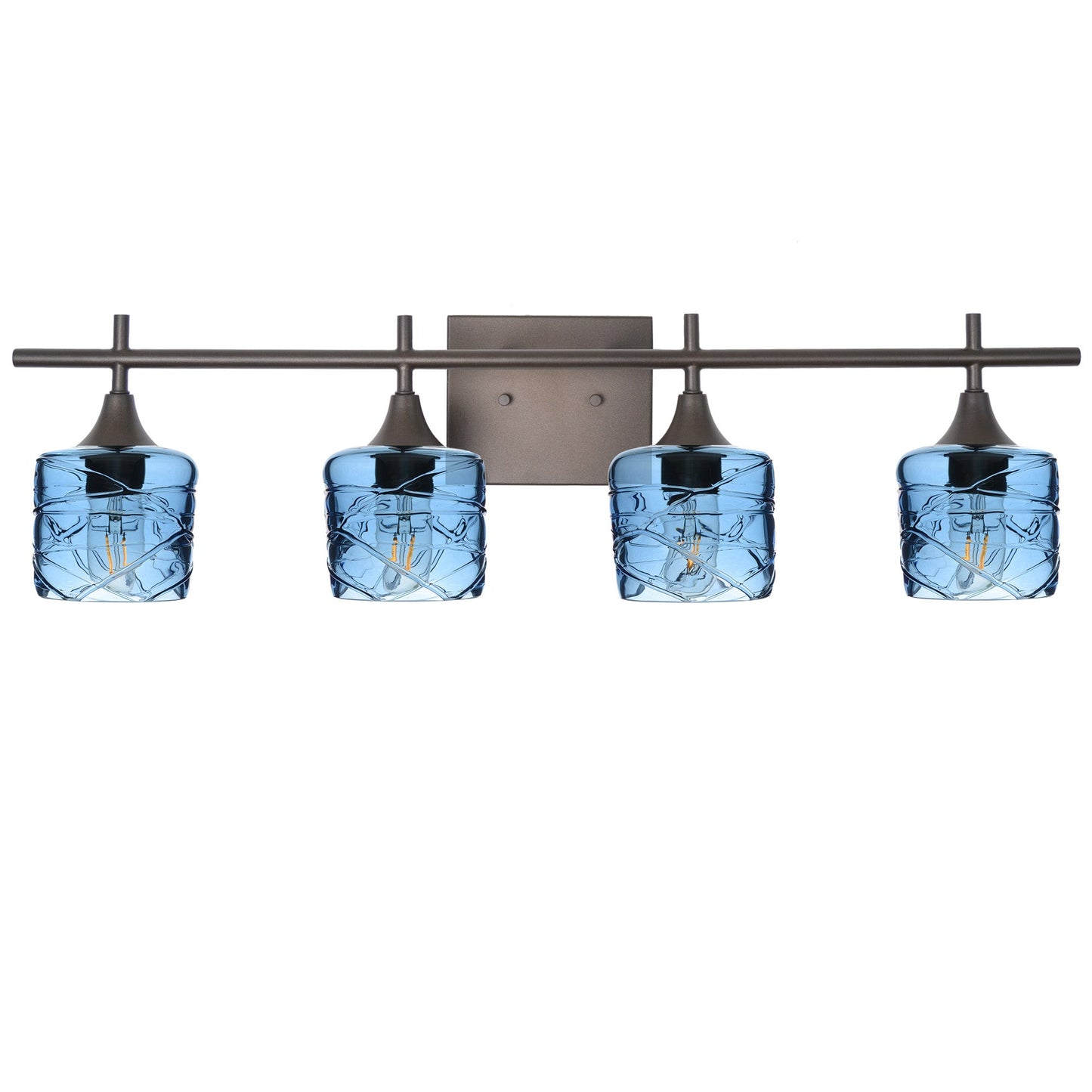 601 Spun: 4 Light Wall Vanity-Glass-Bicycle Glass Co - Hotshop-Steel Blue-Dark Bronze-Bicycle Glass Co