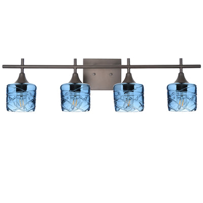 601 Spun: 4 Light Wall Vanity-Glass-Bicycle Glass Co - Hotshop-Steel Blue-Dark Bronze-Bicycle Glass Co