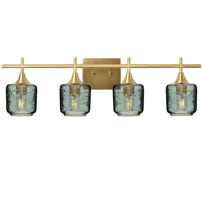 601 Spun: 4 Light Wall Vanity-Glass-Bicycle Glass Co - Hotshop-Slate Gray-Polished Brass-Bicycle Glass Co