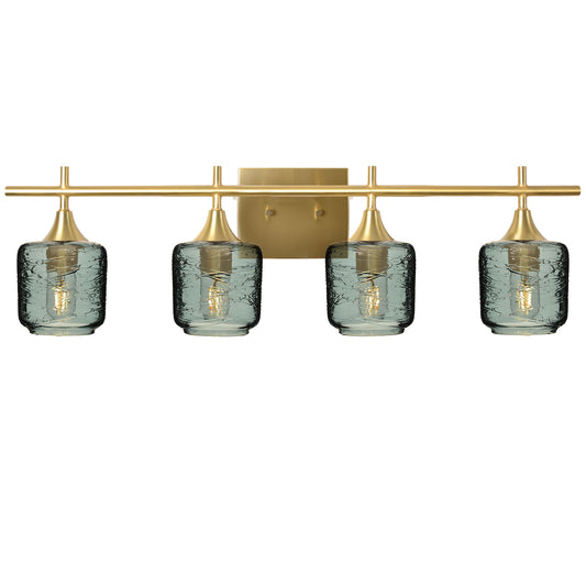 601 Spun: 4 Light Wall Vanity-Glass-Bicycle Glass Co - Hotshop-Slate Gray-Polished Brass-Bicycle Glass Co