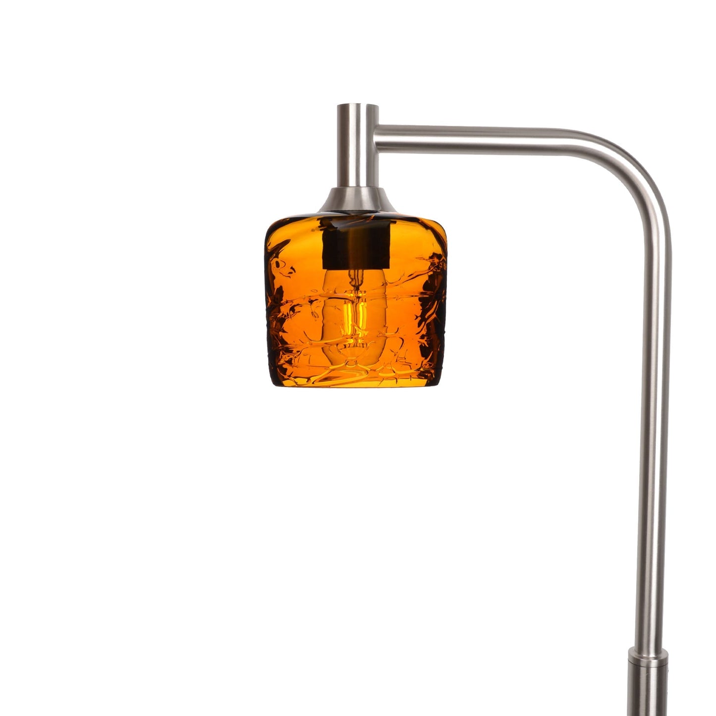 601 Spun: Floor Lamp-Glass-Bicycle Glass Co - Hotshop-Golden Amber-Brushed Nickel-Bicycle Glass Co