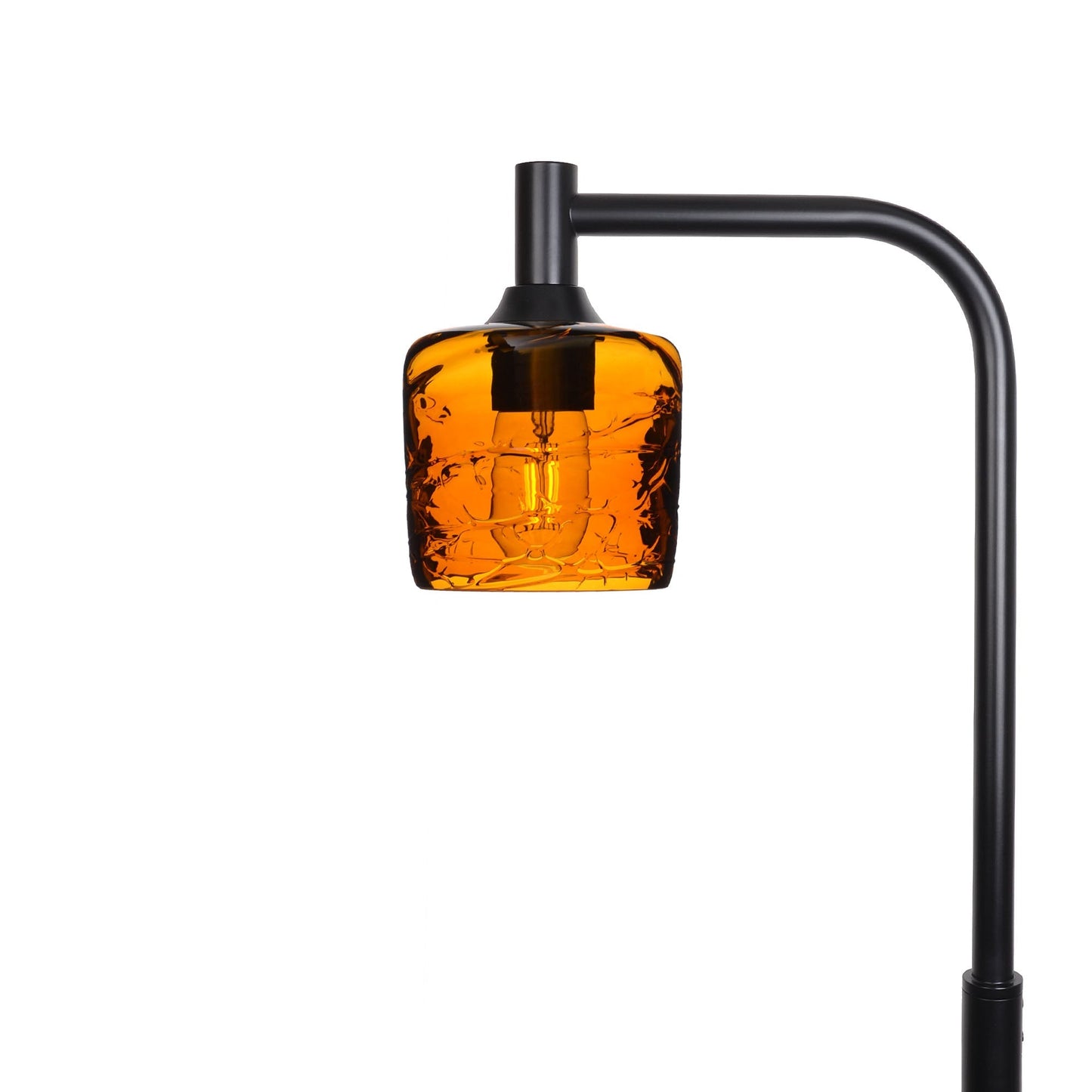 601 Spun: Floor Lamp-Glass-Bicycle Glass Co - Hotshop-Golden Amber-Matte Black-Bicycle Glass Co