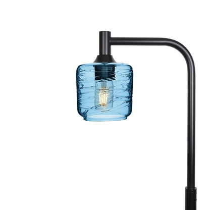 601 Spun: Floor Lamp-Glass-Bicycle Glass Co - Hotshop-Steel Blue-Matte Black-Bicycle Glass Co