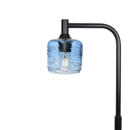 601 Spun: Floor Lamp-Glass-Bicycle Glass Co - Hotshop-Steel Blue-Matte Black-Bicycle Glass Co