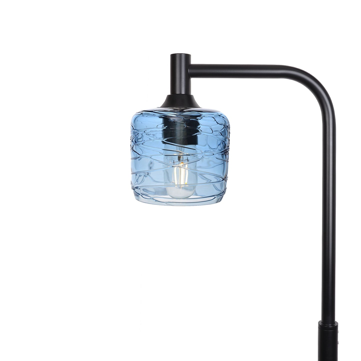 601 Spun: Floor Lamp-Glass-Bicycle Glass Co - Hotshop-Steel Blue-Matte Black-Bicycle Glass Co