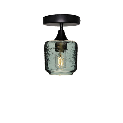 601 Spun: Semi Flush Light-Glass-Bicycle Glass Co - Hotshop-Slate Gray-Matte Black-Bicycle Glass Co