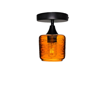 601 Spun: Semi Flush Light-Glass-Bicycle Glass Co - Hotshop-Golden Amber-Matte Black-Bicycle Glass Co