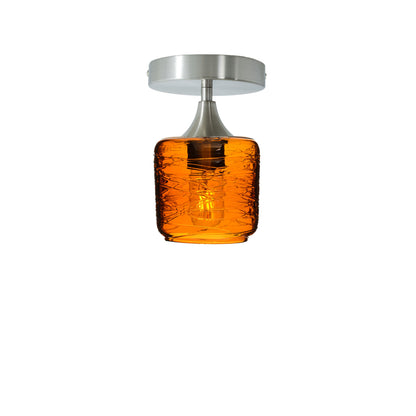 601 Spun: Semi Flush Light-Glass-Bicycle Glass Co - Hotshop-Golden Amber-Brushed Nickel-Bicycle Glass Co