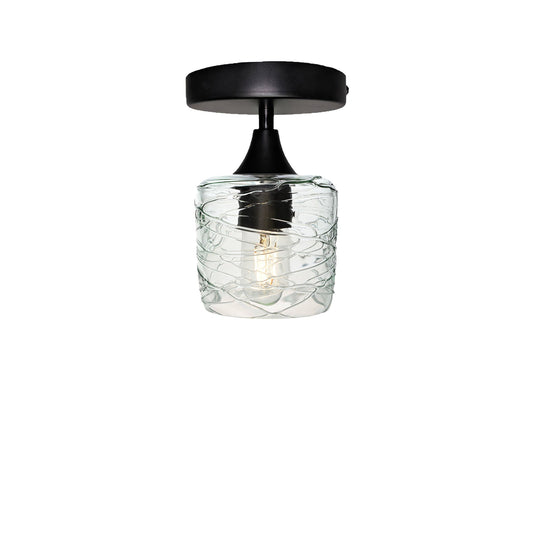 601 Spun: Semi Flush Light-Glass-Bicycle Glass Co - Hotshop-Eco Clear-Matte Black-Bicycle Glass Co