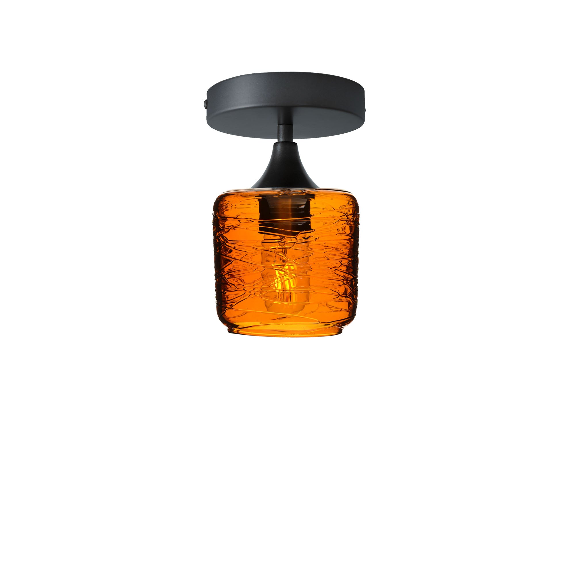 601 Spun: Semi Flush Light-Glass-Bicycle Glass Co - Hotshop-Golden Amber-Antique Bronze-Bicycle Glass Co