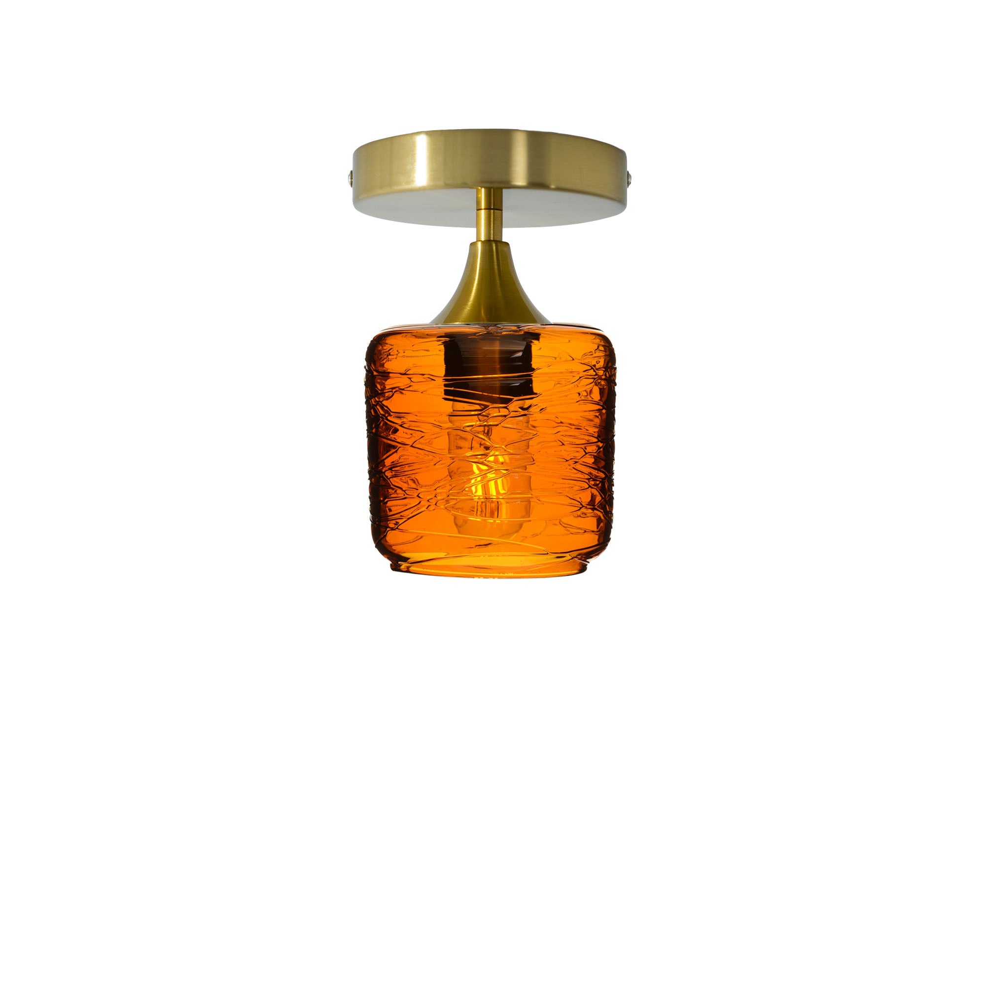 601 Spun: Semi Flush Light-Glass-Bicycle Glass Co - Hotshop-Golden Amber-Polished Brass-Bicycle Glass Co