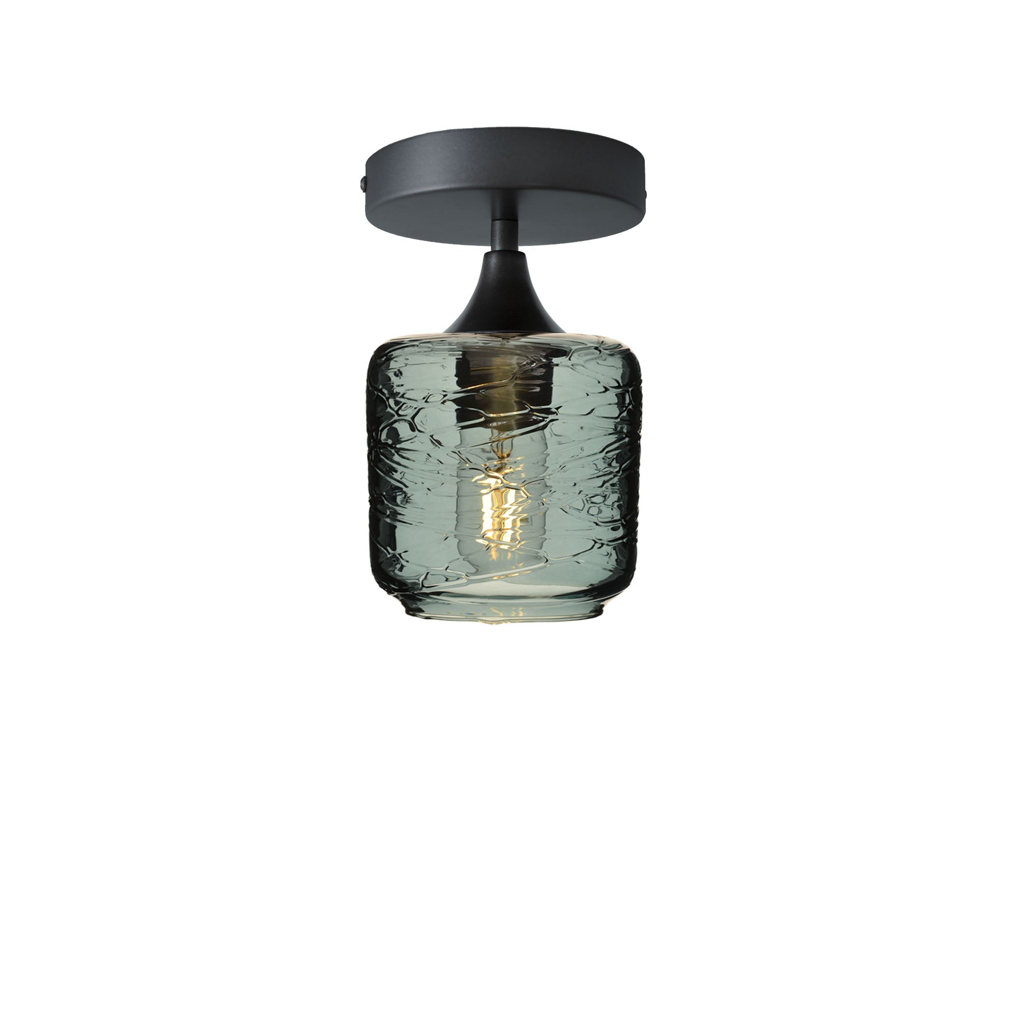 601 Spun: Semi Flush Light-Glass-Bicycle Glass Co - Hotshop-Slate Gray-Antique Bronze-Bicycle Glass Co