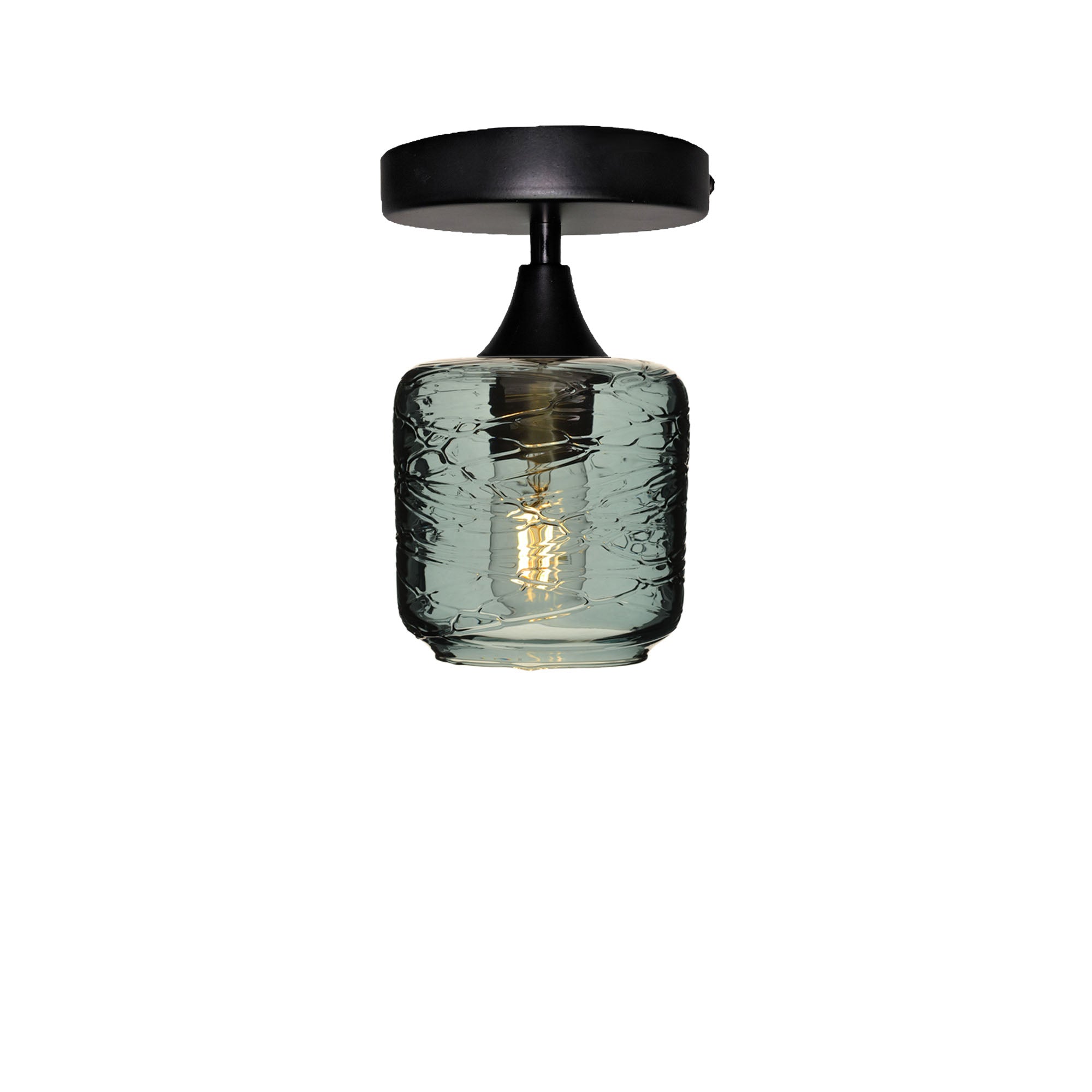 601 Spun: Semi Flush Light-Glass-Bicycle Glass Co - Hotshop-Slate Gray-Matte Black-Bicycle Glass Co